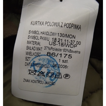 Kurtka polowa z podpinką wzór 130/MON rozm.86/175